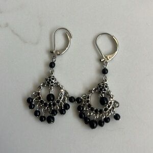 Black and silver Chandelier earrings